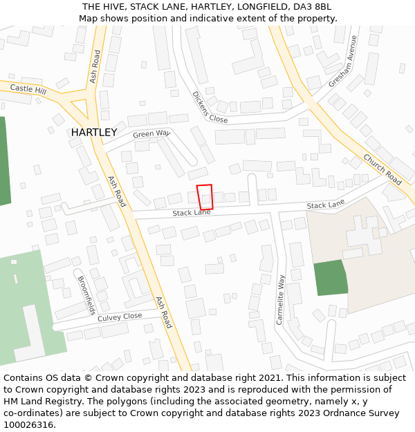 THE HIVE, STACK LANE, HARTLEY, LONGFIELD, DA3 8BL: Location map and indicative extent of plot