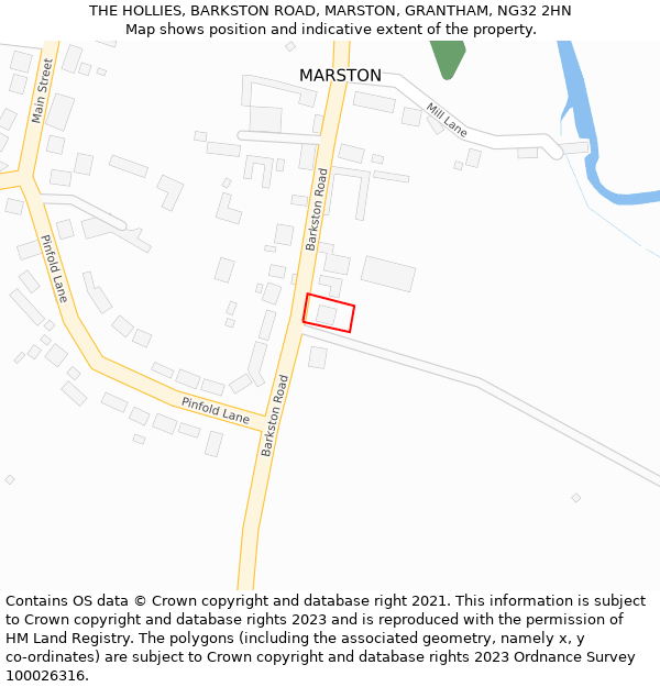 THE HOLLIES, BARKSTON ROAD, MARSTON, GRANTHAM, NG32 2HN: Location map and indicative extent of plot