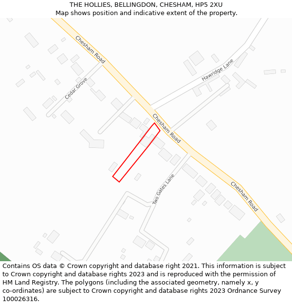 THE HOLLIES, BELLINGDON, CHESHAM, HP5 2XU: Location map and indicative extent of plot