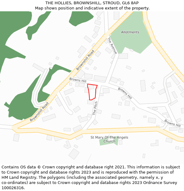 THE HOLLIES, BROWNSHILL, STROUD, GL6 8AP: Location map and indicative extent of plot