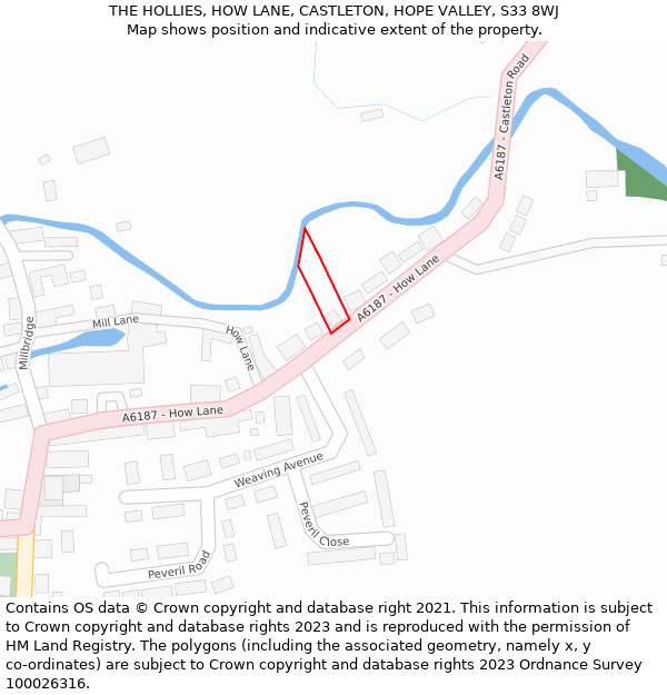 THE HOLLIES, HOW LANE, CASTLETON, HOPE VALLEY, S33 8WJ: Location map and indicative extent of plot