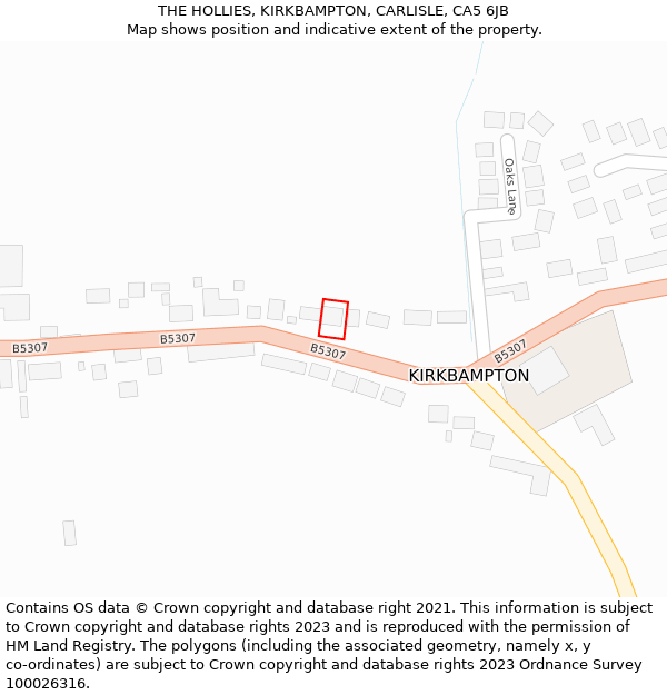 THE HOLLIES, KIRKBAMPTON, CARLISLE, CA5 6JB: Location map and indicative extent of plot