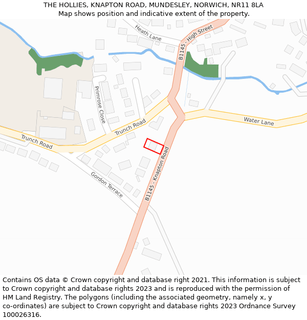 THE HOLLIES, KNAPTON ROAD, MUNDESLEY, NORWICH, NR11 8LA: Location map and indicative extent of plot
