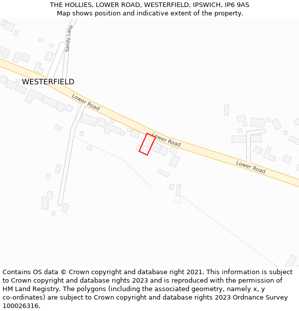 THE HOLLIES, LOWER ROAD, WESTERFIELD, IPSWICH, IP6 9AS: Location map and indicative extent of plot