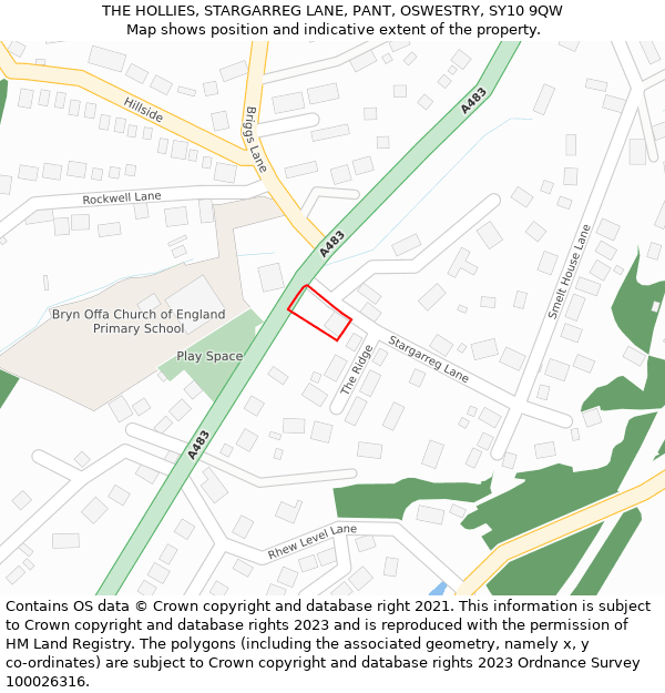 THE HOLLIES, STARGARREG LANE, PANT, OSWESTRY, SY10 9QW: Location map and indicative extent of plot