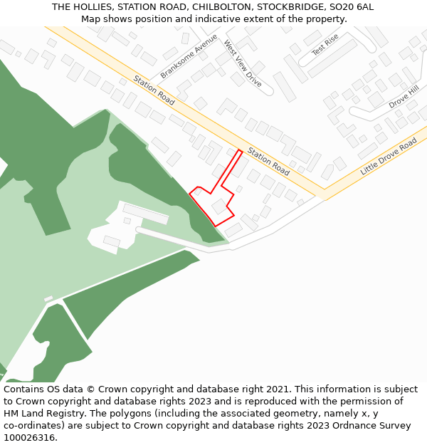 THE HOLLIES, STATION ROAD, CHILBOLTON, STOCKBRIDGE, SO20 6AL: Location map and indicative extent of plot