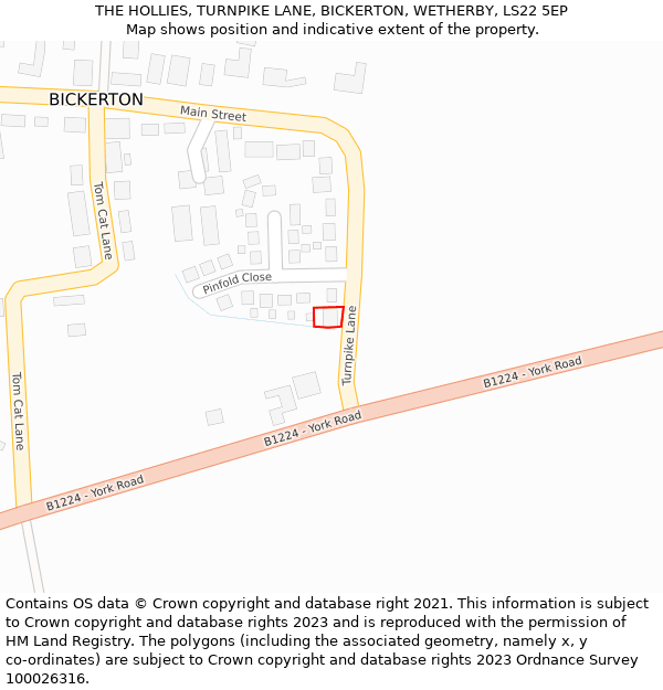 THE HOLLIES, TURNPIKE LANE, BICKERTON, WETHERBY, LS22 5EP: Location map and indicative extent of plot