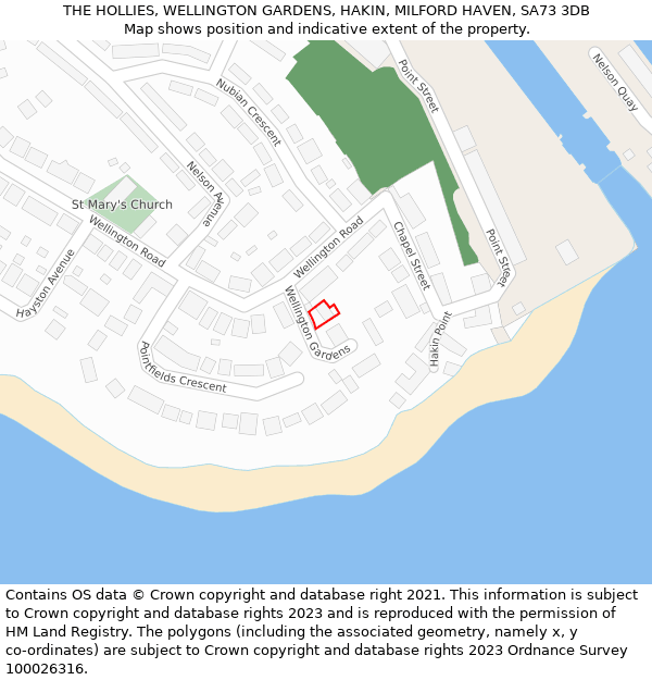 THE HOLLIES, WELLINGTON GARDENS, HAKIN, MILFORD HAVEN, SA73 3DB: Location map and indicative extent of plot