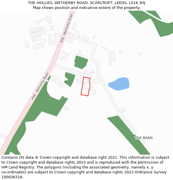 THE HOLLIES, WETHERBY ROAD, SCARCROFT, LEEDS, LS14 3HJ: Location map and indicative extent of plot