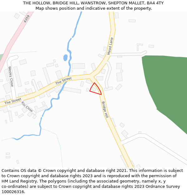 THE HOLLOW, BRIDGE HILL, WANSTROW, SHEPTON MALLET, BA4 4TY: Location map and indicative extent of plot