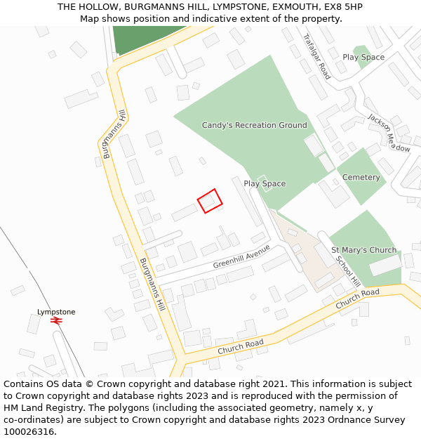 THE HOLLOW, BURGMANNS HILL, LYMPSTONE, EXMOUTH, EX8 5HP: Location map and indicative extent of plot