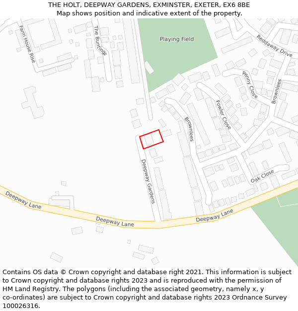 THE HOLT, DEEPWAY GARDENS, EXMINSTER, EXETER, EX6 8BE: Location map and indicative extent of plot