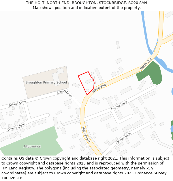 THE HOLT, NORTH END, BROUGHTON, STOCKBRIDGE, SO20 8AN: Location map and indicative extent of plot