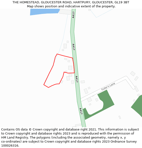 THE HOMESTEAD, GLOUCESTER ROAD, HARTPURY, GLOUCESTER, GL19 3BT: Location map and indicative extent of plot