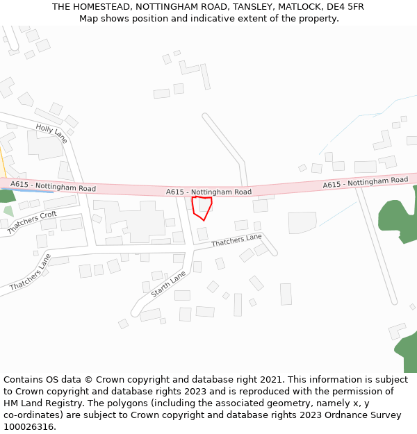 THE HOMESTEAD, NOTTINGHAM ROAD, TANSLEY, MATLOCK, DE4 5FR: Location map and indicative extent of plot