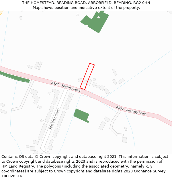 THE HOMESTEAD, READING ROAD, ARBORFIELD, READING, RG2 9HN: Location map and indicative extent of plot