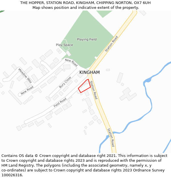 THE HOPPER, STATION ROAD, KINGHAM, CHIPPING NORTON, OX7 6UH: Location map and indicative extent of plot