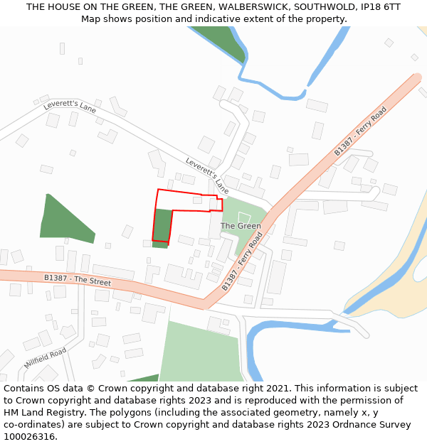 THE HOUSE ON THE GREEN, THE GREEN, WALBERSWICK, SOUTHWOLD, IP18 6TT: Location map and indicative extent of plot