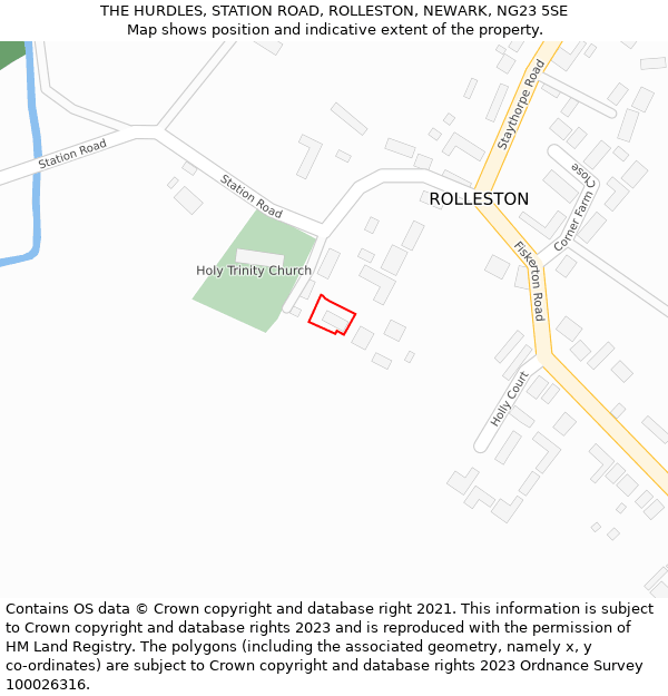 THE HURDLES, STATION ROAD, ROLLESTON, NEWARK, NG23 5SE: Location map and indicative extent of plot