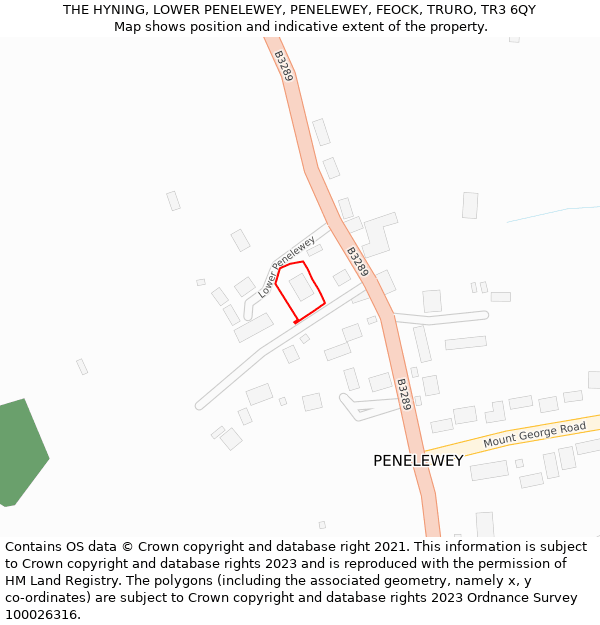 THE HYNING, LOWER PENELEWEY, PENELEWEY, FEOCK, TRURO, TR3 6QY: Location map and indicative extent of plot