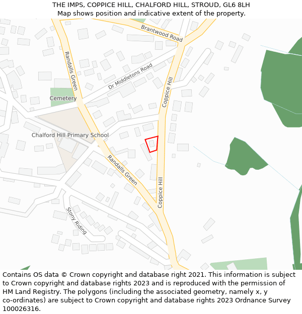 THE IMPS, COPPICE HILL, CHALFORD HILL, STROUD, GL6 8LH: Location map and indicative extent of plot