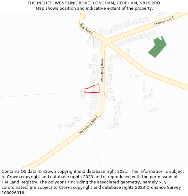 THE INCHES, WENDLING ROAD, LONGHAM, DEREHAM, NR19 2RD: Location map and indicative extent of plot