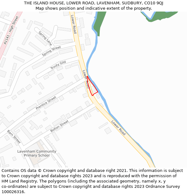 THE ISLAND HOUSE, LOWER ROAD, LAVENHAM, SUDBURY, CO10 9QJ: Location map and indicative extent of plot