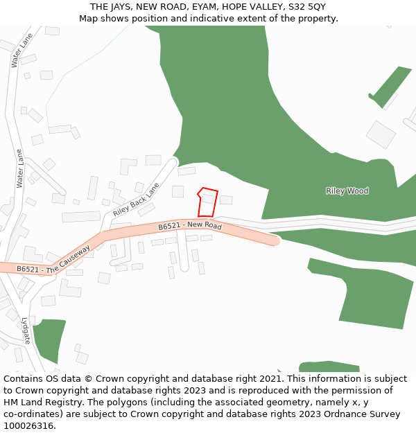 THE JAYS, NEW ROAD, EYAM, HOPE VALLEY, S32 5QY: Location map and indicative extent of plot