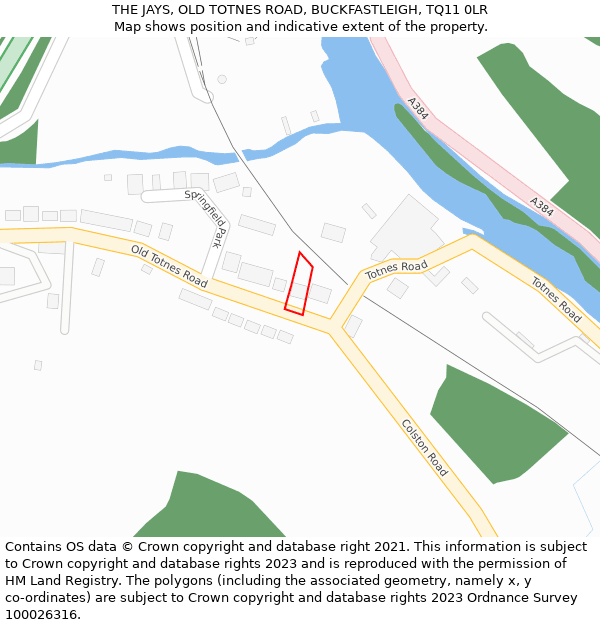 THE JAYS, OLD TOTNES ROAD, BUCKFASTLEIGH, TQ11 0LR: Location map and indicative extent of plot