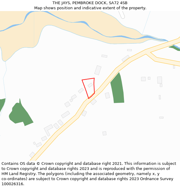 THE JAYS, PEMBROKE DOCK, SA72 4SB: Location map and indicative extent of plot