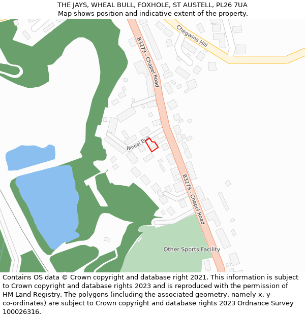 THE JAYS, WHEAL BULL, FOXHOLE, ST AUSTELL, PL26 7UA: Location map and indicative extent of plot