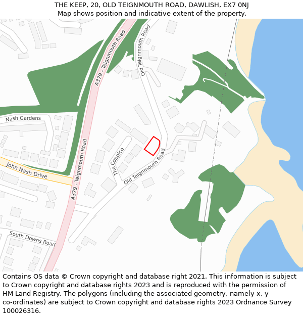 THE KEEP, 20, OLD TEIGNMOUTH ROAD, DAWLISH, EX7 0NJ: Location map and indicative extent of plot