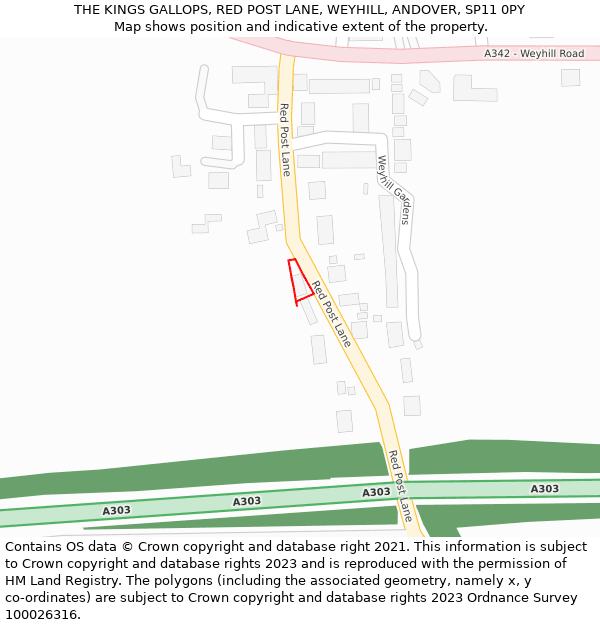 THE KINGS GALLOPS, RED POST LANE, WEYHILL, ANDOVER, SP11 0PY: Location map and indicative extent of plot