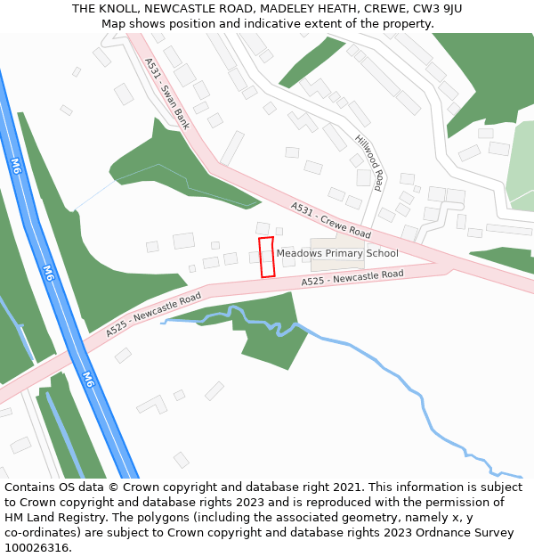 THE KNOLL, NEWCASTLE ROAD, MADELEY HEATH, CREWE, CW3 9JU: Location map and indicative extent of plot