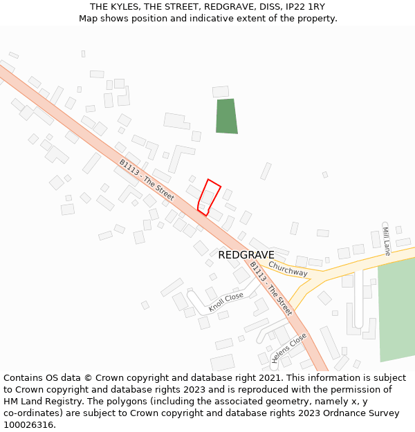 THE KYLES, THE STREET, REDGRAVE, DISS, IP22 1RY: Location map and indicative extent of plot