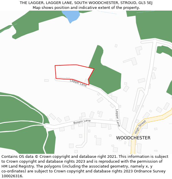THE LAGGER, LAGGER LANE, SOUTH WOODCHESTER, STROUD, GL5 5EJ: Location map and indicative extent of plot