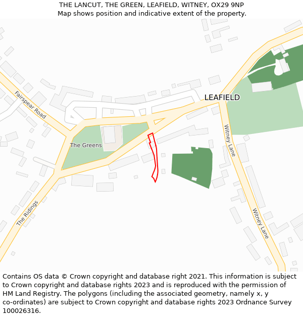 THE LANCUT, THE GREEN, LEAFIELD, WITNEY, OX29 9NP: Location map and indicative extent of plot