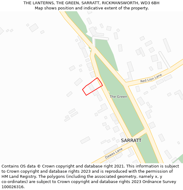 THE LANTERNS, THE GREEN, SARRATT, RICKMANSWORTH, WD3 6BH: Location map and indicative extent of plot