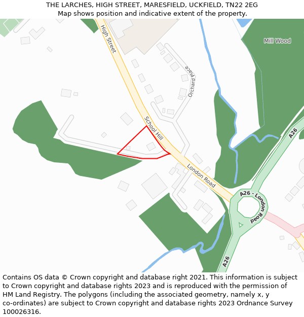 THE LARCHES, HIGH STREET, MARESFIELD, UCKFIELD, TN22 2EG: Location map and indicative extent of plot