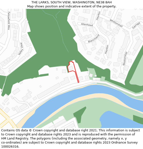 THE LARKS, SOUTH VIEW, WASHINGTON, NE38 8AH: Location map and indicative extent of plot