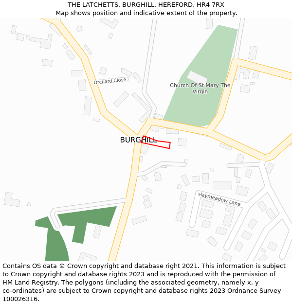 THE LATCHETTS, BURGHILL, HEREFORD, HR4 7RX: Location map and indicative extent of plot