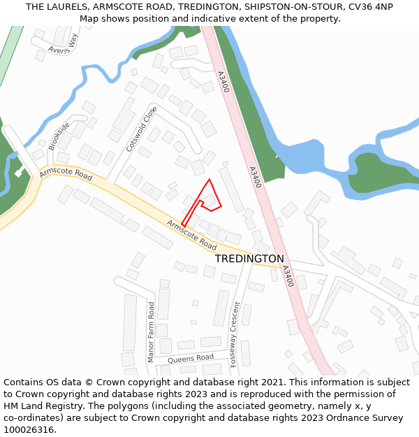 THE LAURELS, ARMSCOTE ROAD, TREDINGTON, SHIPSTON-ON-STOUR, CV36 4NP: Location map and indicative extent of plot