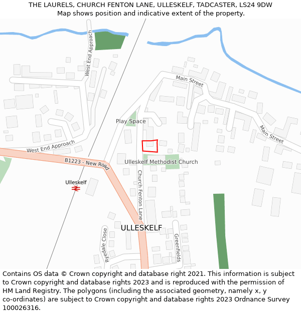 THE LAURELS, CHURCH FENTON LANE, ULLESKELF, TADCASTER, LS24 9DW: Location map and indicative extent of plot
