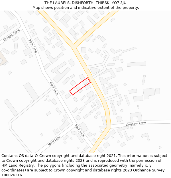 THE LAURELS, DISHFORTH, THIRSK, YO7 3JU: Location map and indicative extent of plot