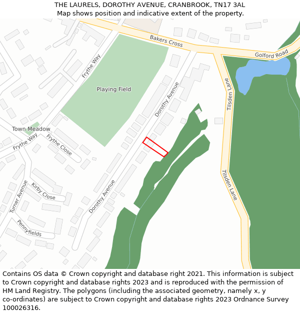 THE LAURELS, DOROTHY AVENUE, CRANBROOK, TN17 3AL: Location map and indicative extent of plot