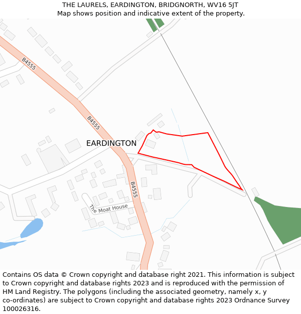 THE LAURELS, EARDINGTON, BRIDGNORTH, WV16 5JT: Location map and indicative extent of plot