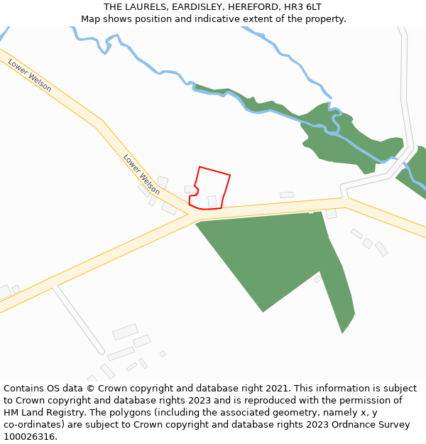 THE LAURELS, EARDISLEY, HEREFORD, HR3 6LT: Location map and indicative extent of plot