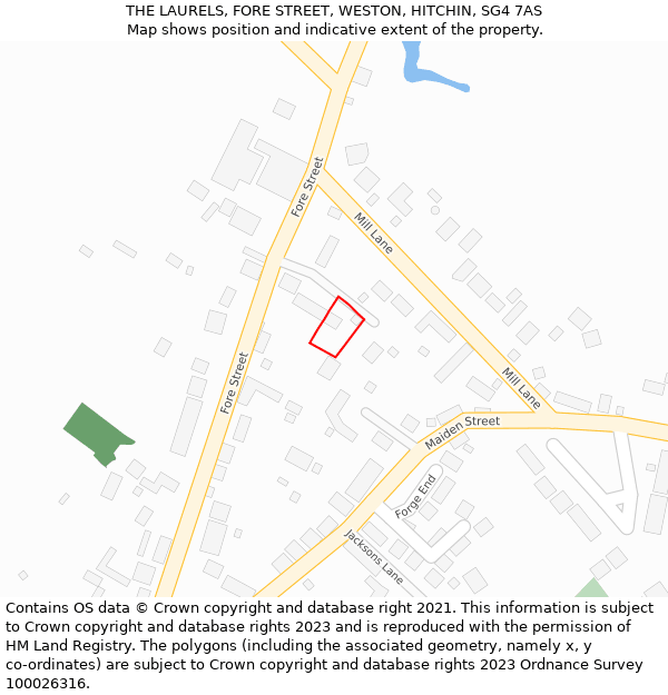 THE LAURELS, FORE STREET, WESTON, HITCHIN, SG4 7AS: Location map and indicative extent of plot