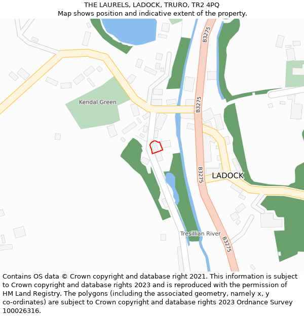 THE LAURELS, LADOCK, TRURO, TR2 4PQ: Location map and indicative extent of plot