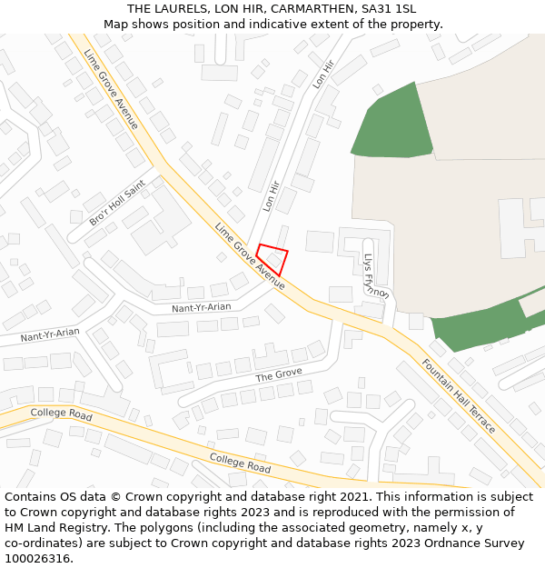 THE LAURELS, LON HIR, CARMARTHEN, SA31 1SL: Location map and indicative extent of plot